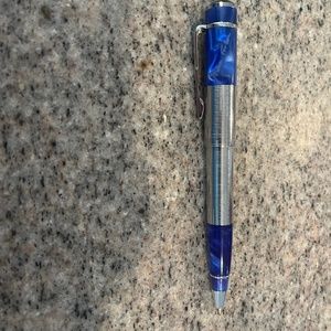 Montblanc Blue Marble and silver ballpoint pen.  Used.